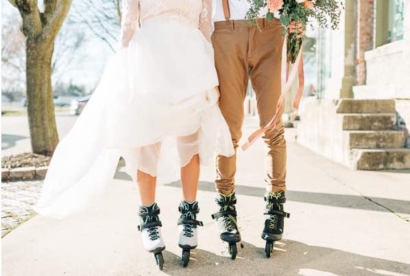 Rollerblading Couple’s Beautiful, Vibrant Outdoor Wedding *