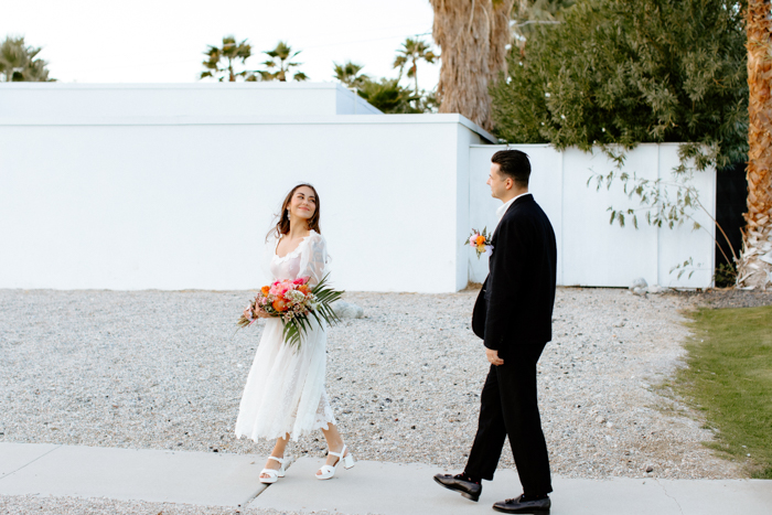 bright, unique, and mid century modern elopement