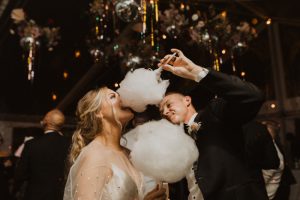 elegant winter wedding with a disco ball ceiling