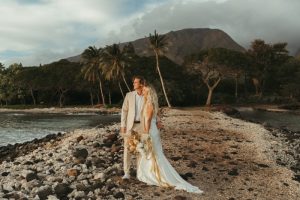 intimate terracotta color palette olowalu beach wedding