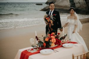 romantic oceanside elopement with a moody color palette
