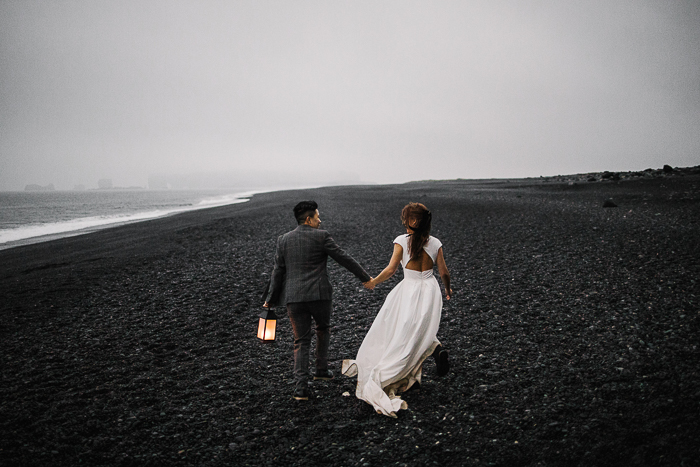 Moody And Romantic Iceland Seaside Elopement